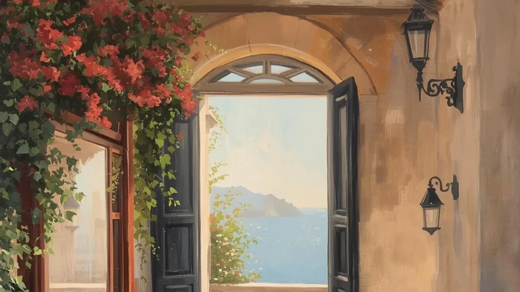 Traditional Italian stone archway overlooking a coastal village, reflecting the authentic heritage and roots of Quattro Archi Food