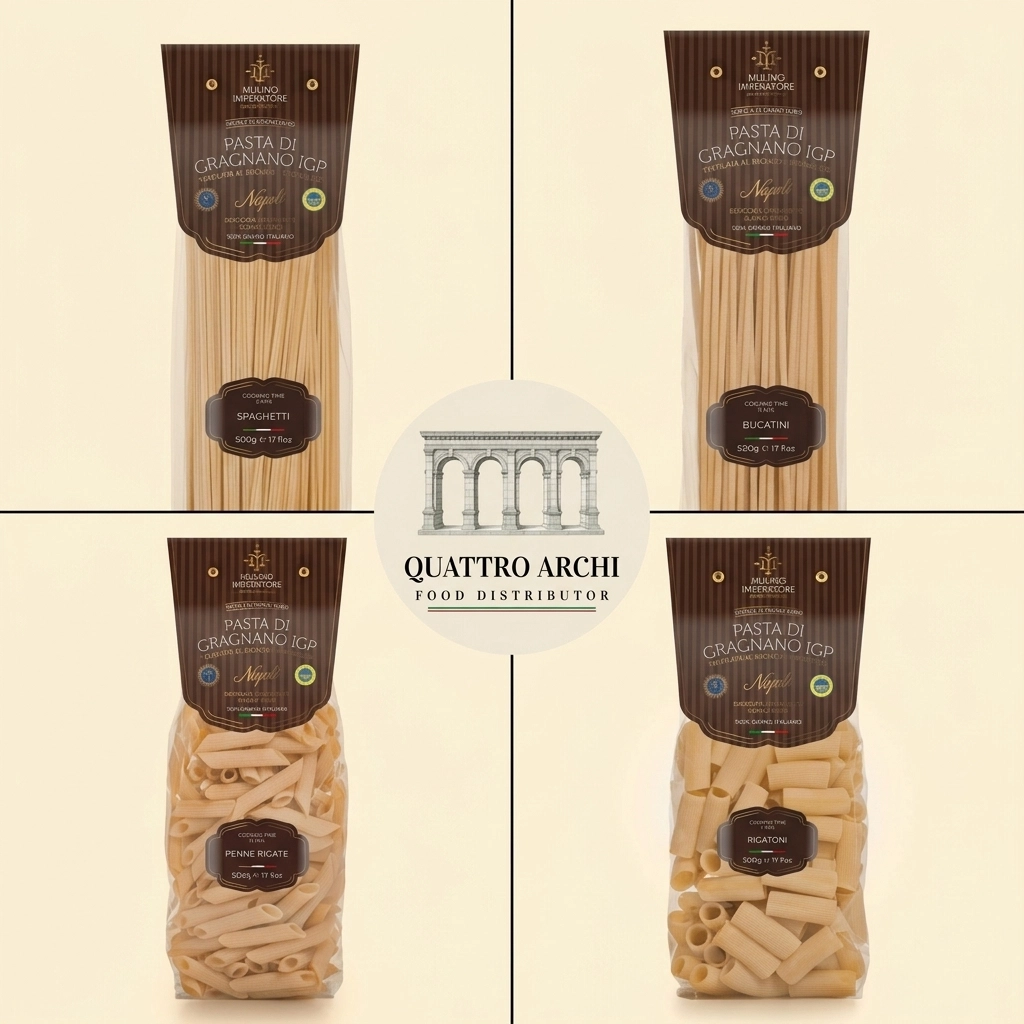 Premium wholesale Italian pasta selection including conchiglie and farfalle for Florida food businesses.